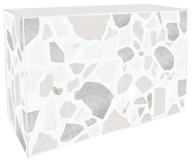 Art Series Service Bar Counter - Large Terrazo Ash - White Top - 60 x 180 x 110cm H